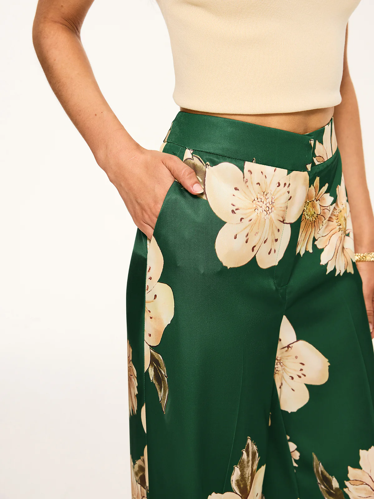 Floral Print Wide-Leg Pants - Wholesalesil
