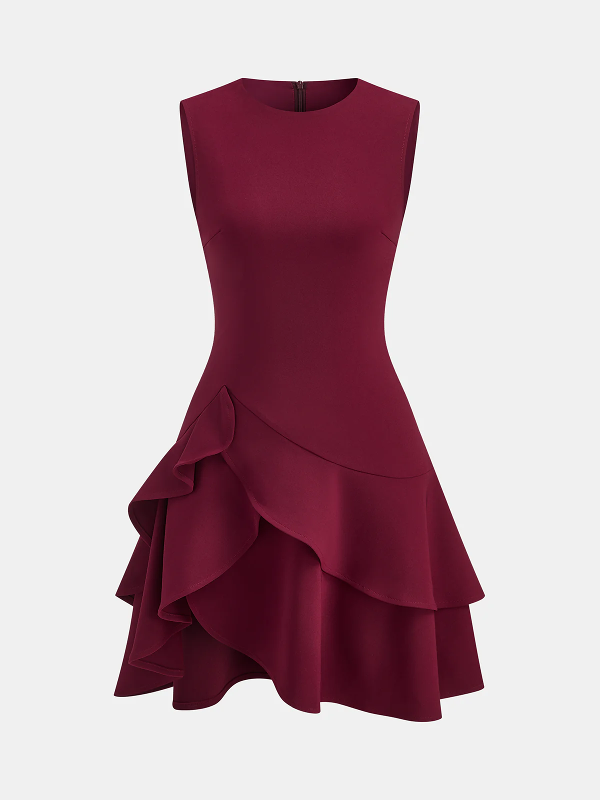 Asymmetric Ruffle Hem Sleeveless Mini Dress - Wholesalesil
