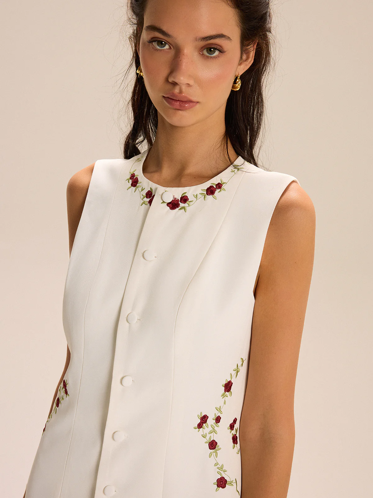 Embroidered Floral Mini Dress - Wholesalesil