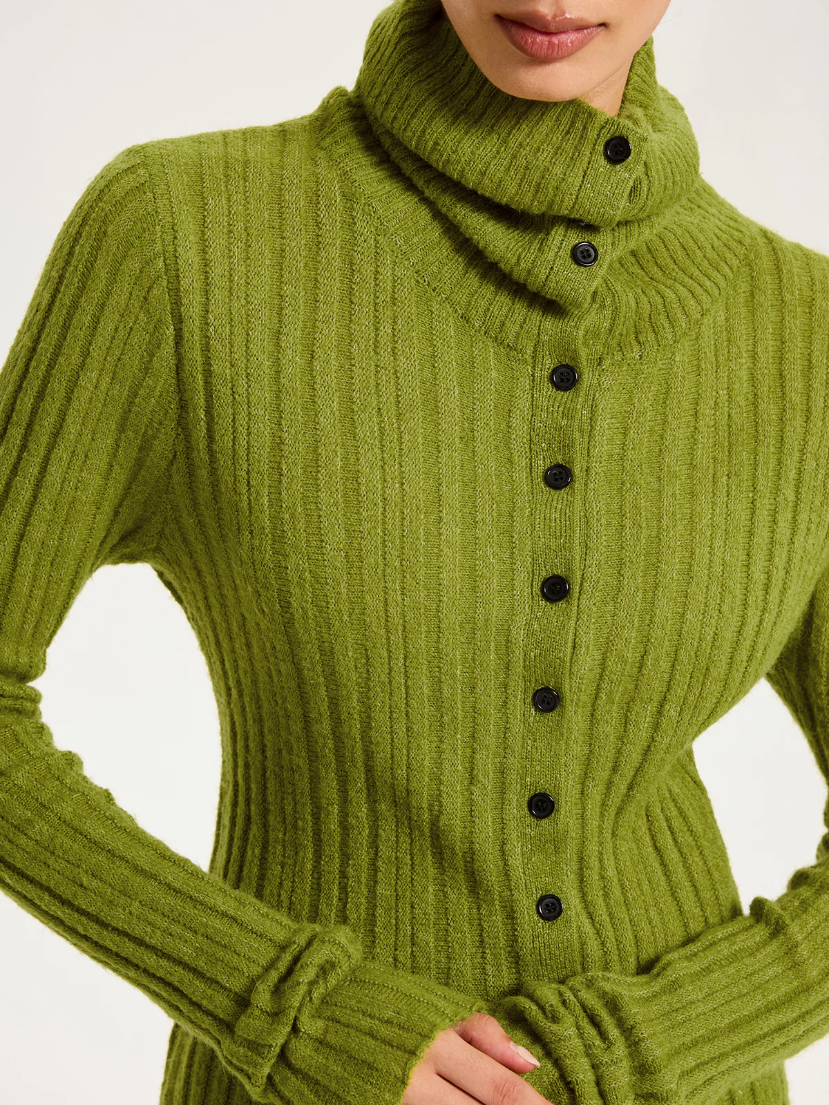 Shawl Collar Wool-Blend Ribbed Cardigan - Wholesalesil