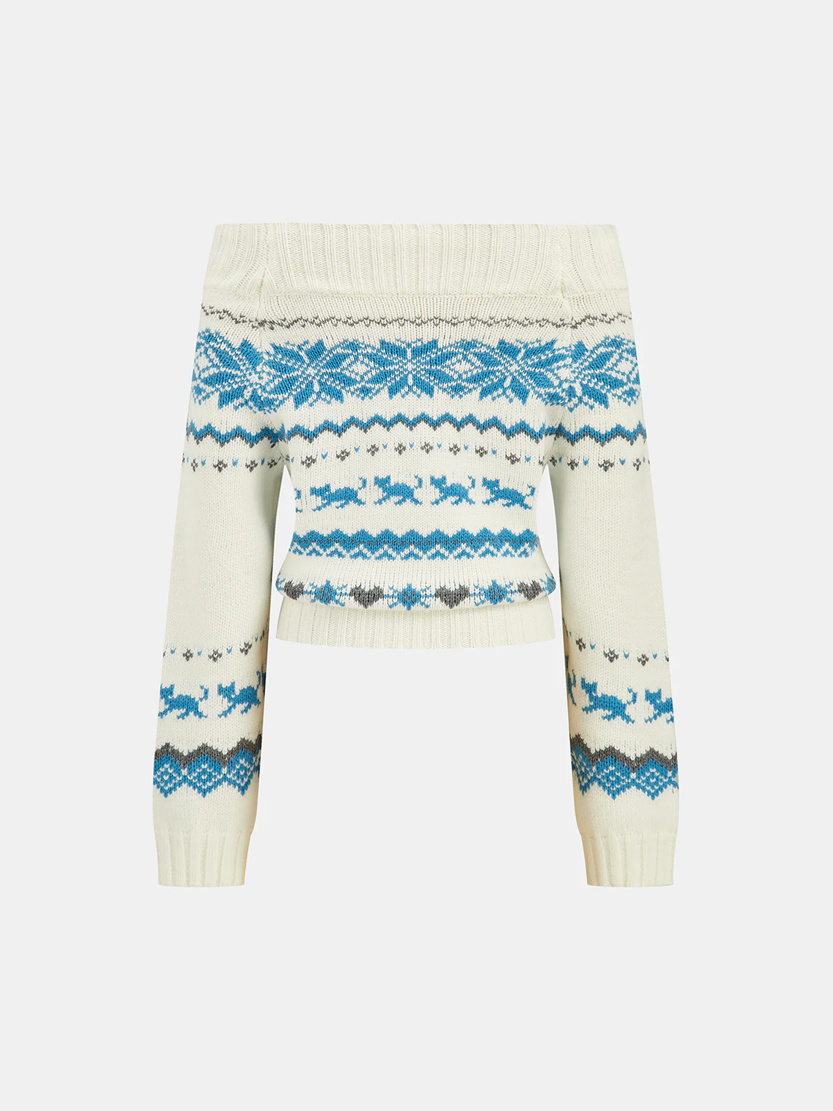 Off-Shoulder Fair Isle Sweater - Wholesalesil