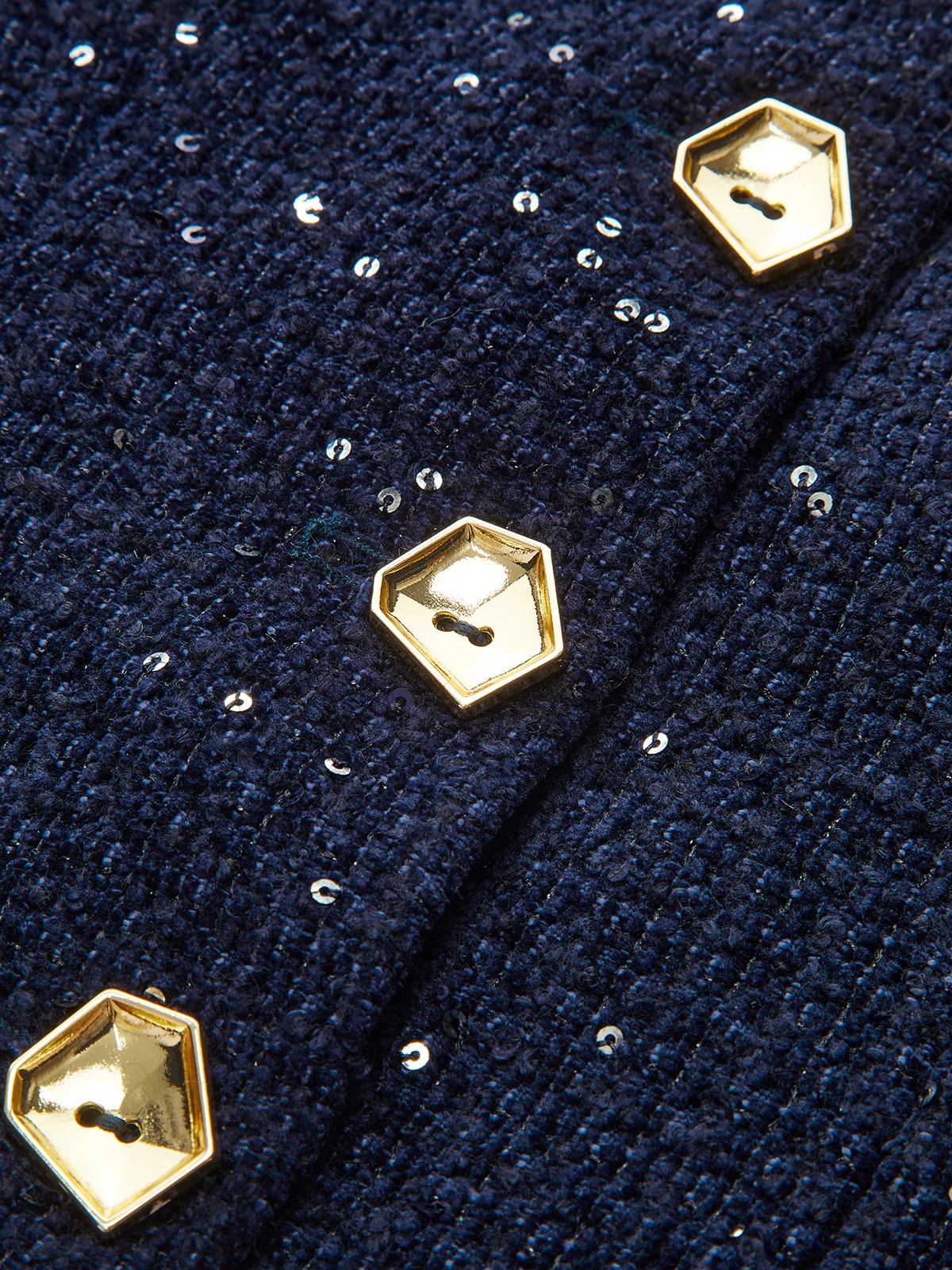 Metal Button Sequin Tweed Strapless Vest - Wholesalesil