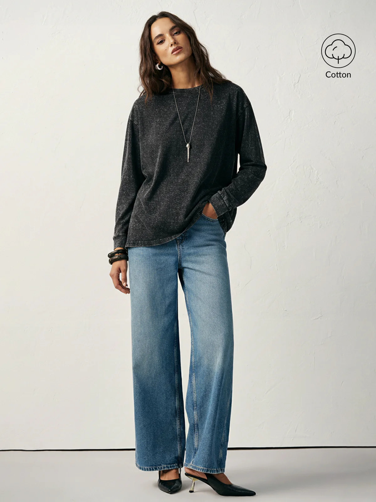 Cotton Washed Long Sleeve T-Shirt - Wholesalesil