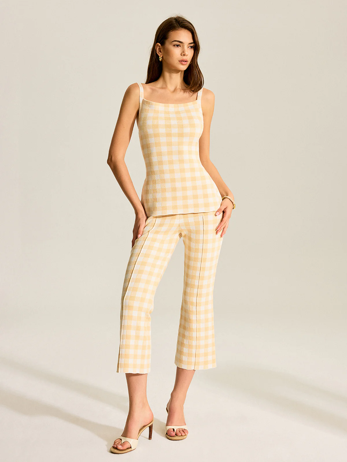 Gingham Print Pants Set - Wholesalesil