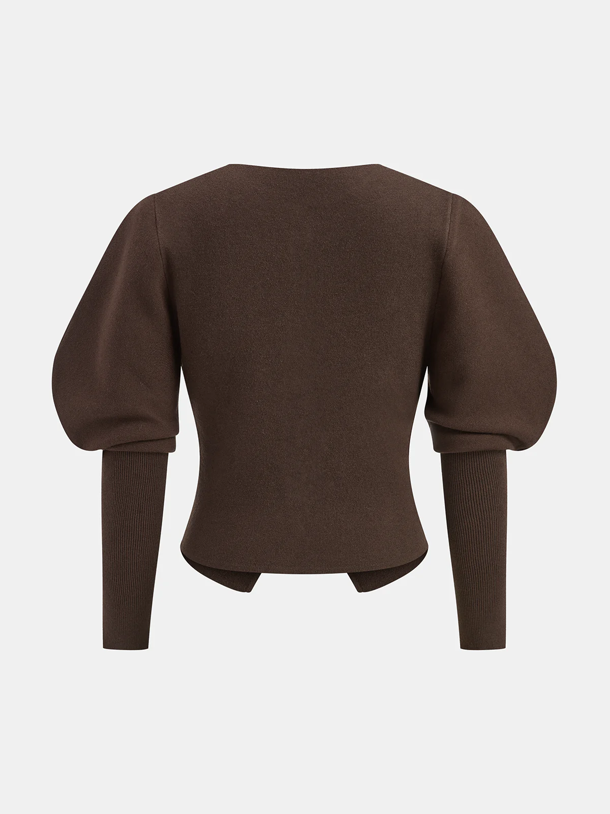 Leg-Of-Mutton Sleeve Heart-Button Wool Blend Cardigan - Wholesalesil