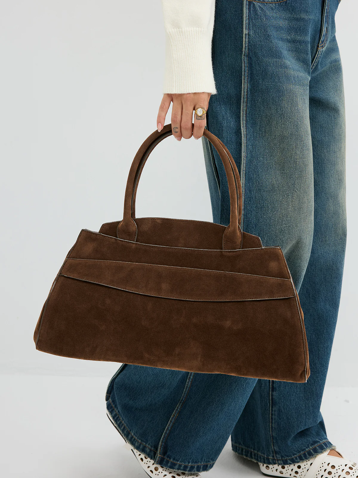 Suede Top-Handle Tote Bag - Wholesalesil