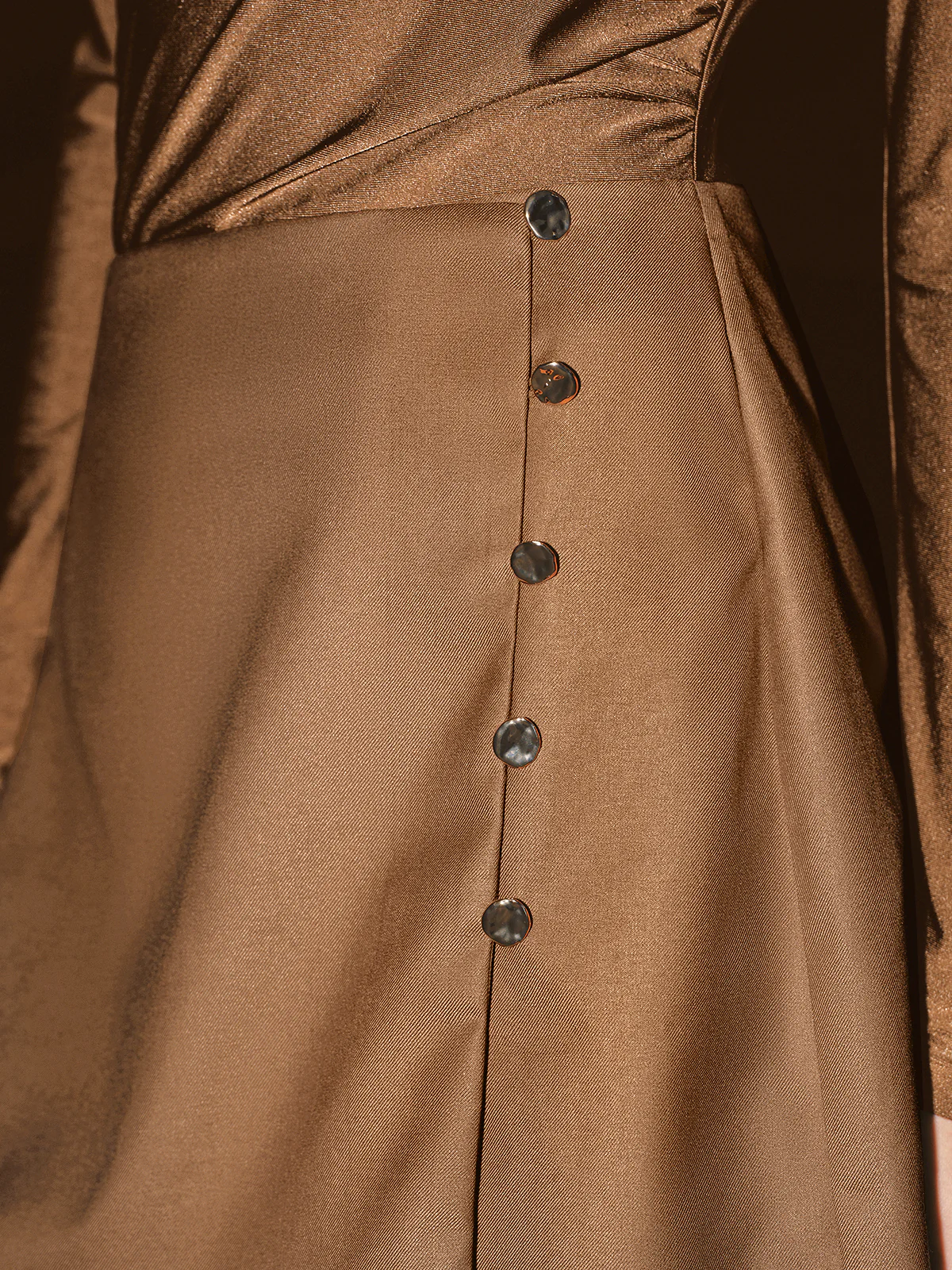 Button Detail Long-Sleeve Mini Dress - Wholesalesil