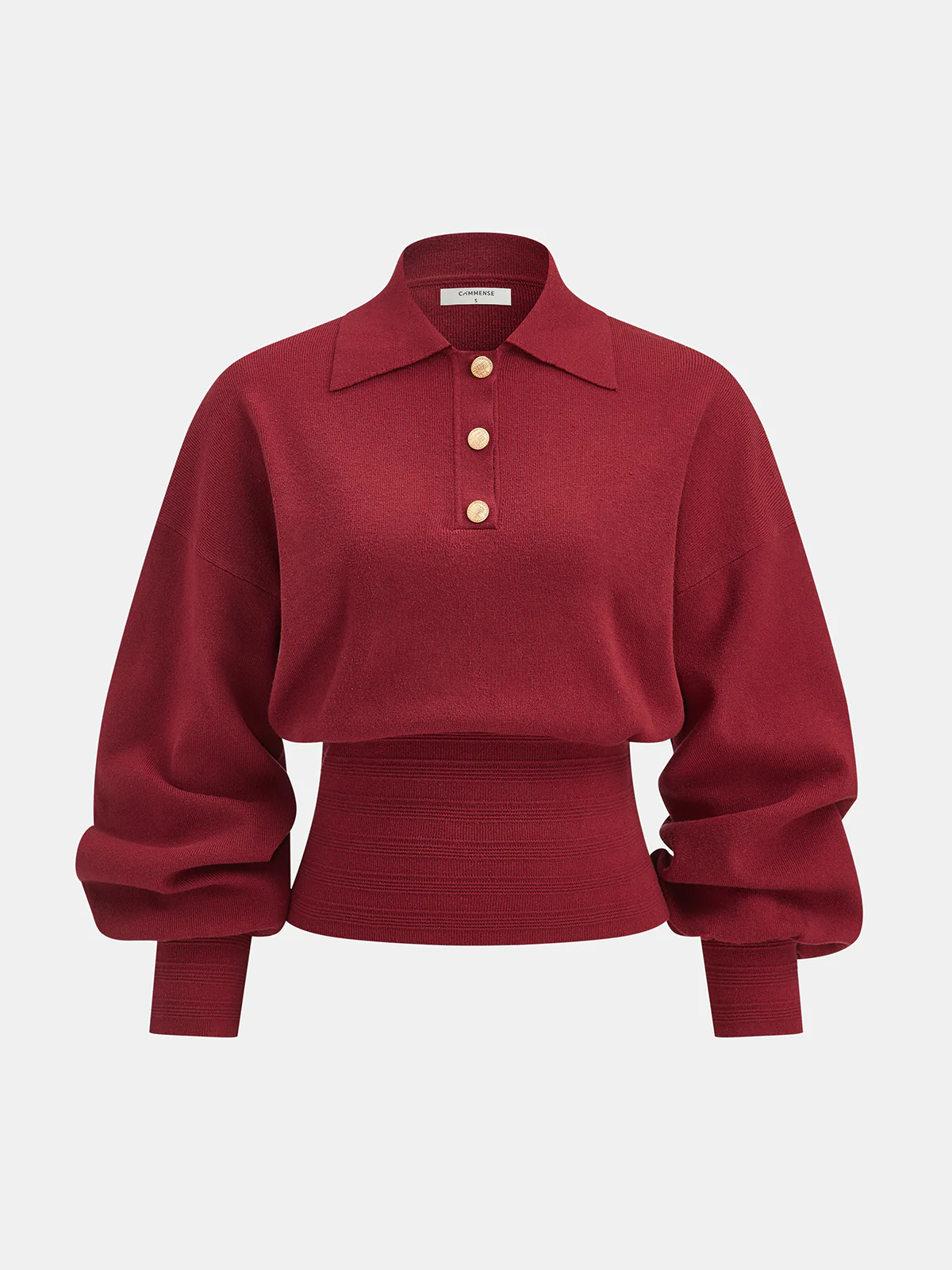 Polo Collar Buttoned Knit Sweater - Wholesalesil