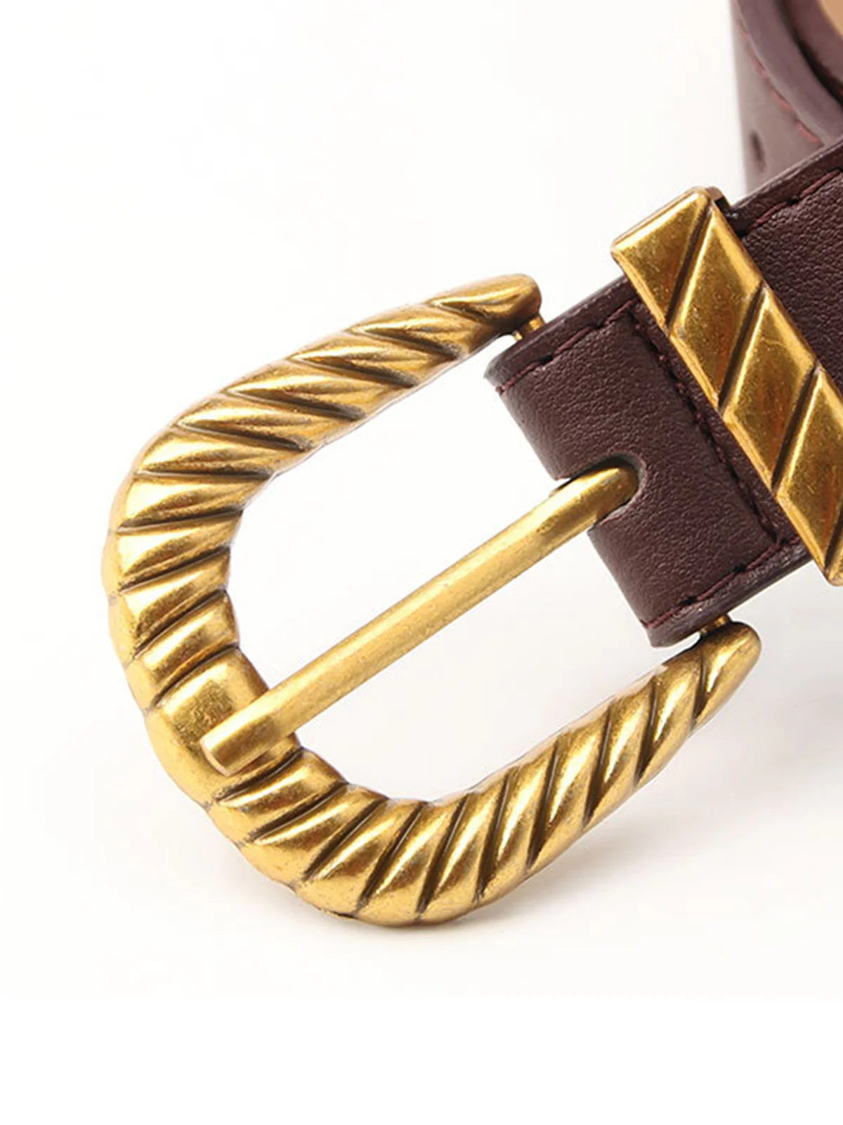 Textured Buckle PU Leather Belt - Wholesalesil