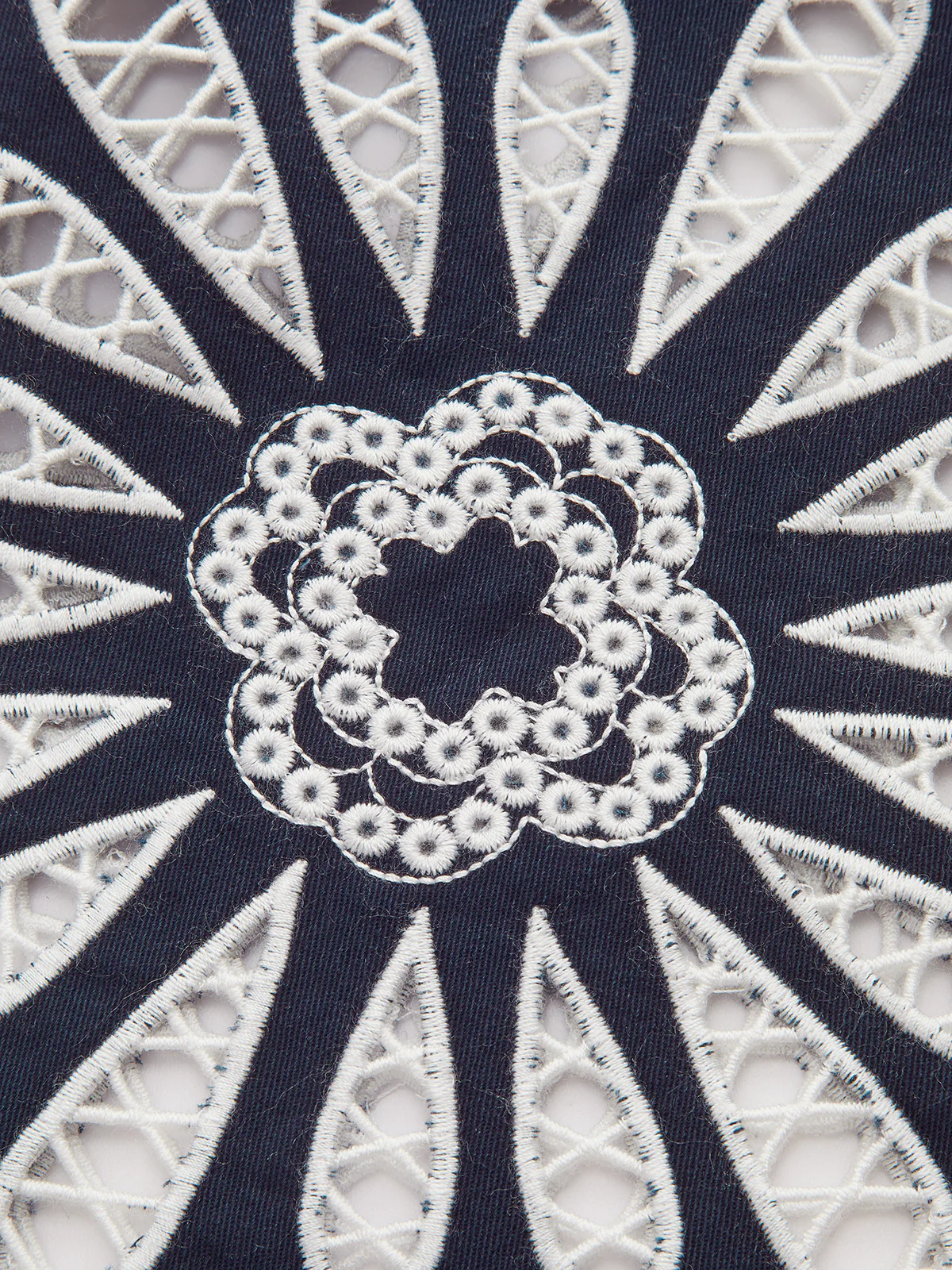 Floral Eyelet Embroidery Cotton Blend Pants - Wholesalesil