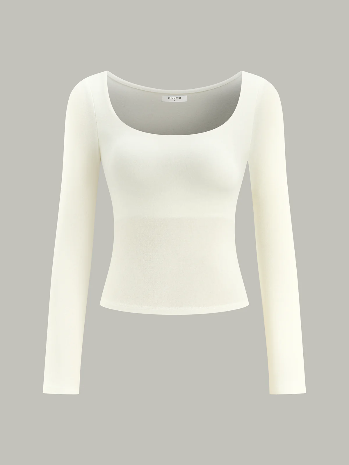 Bra-Free Slim Fit Low Neck Long Sleeve Top - Wholesalesil