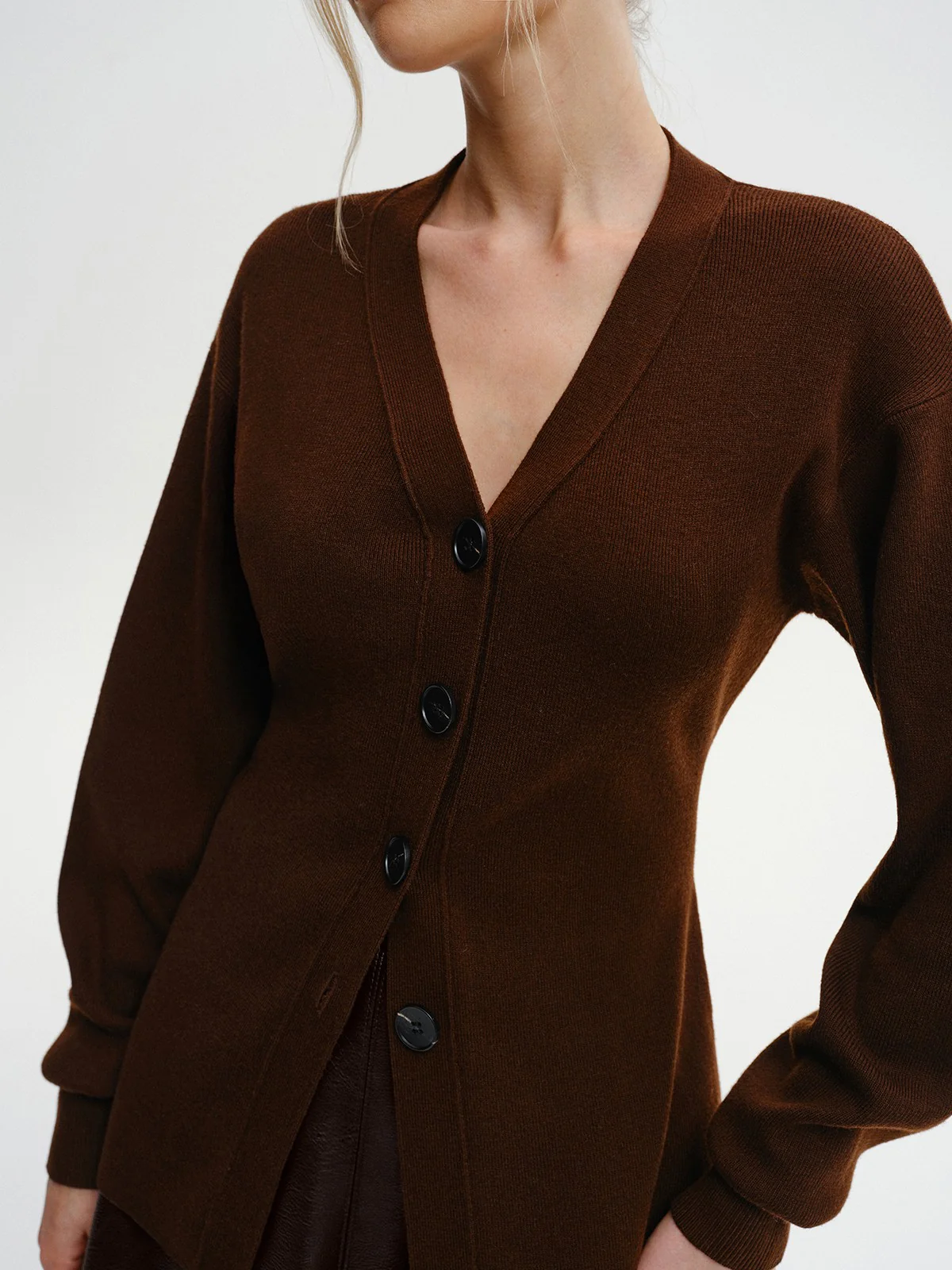 Wool-Blend V-Neck Button-Down Cardigan - Wholesalesil