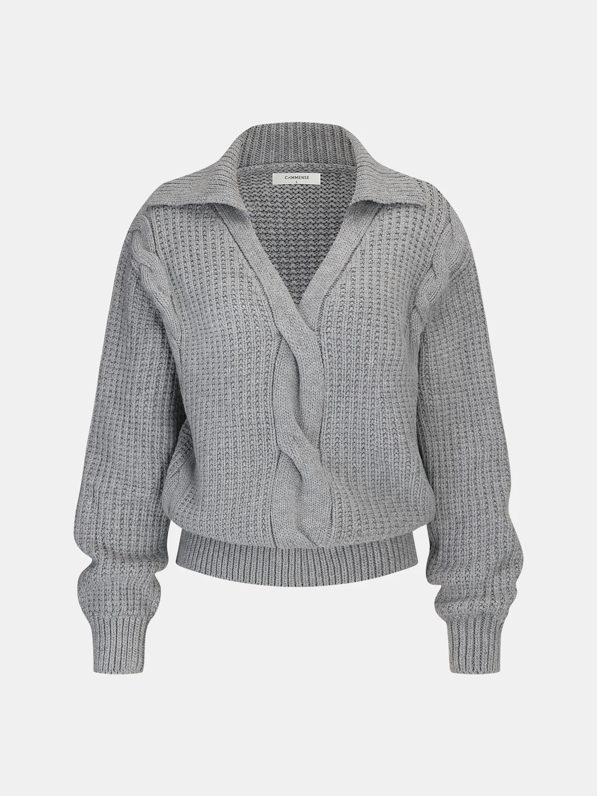Collared Cable Knit Sweater - Wholesalesil