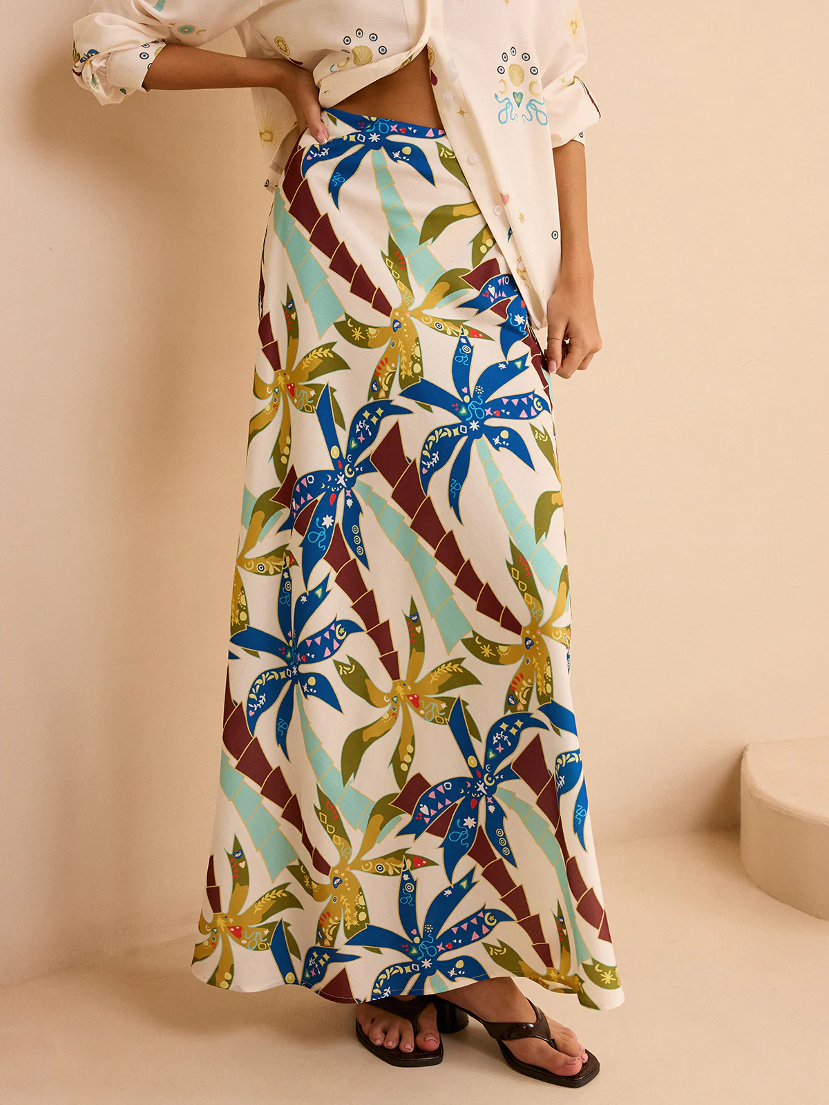 Tropical Print Maxi Skirt - Wholesalesil