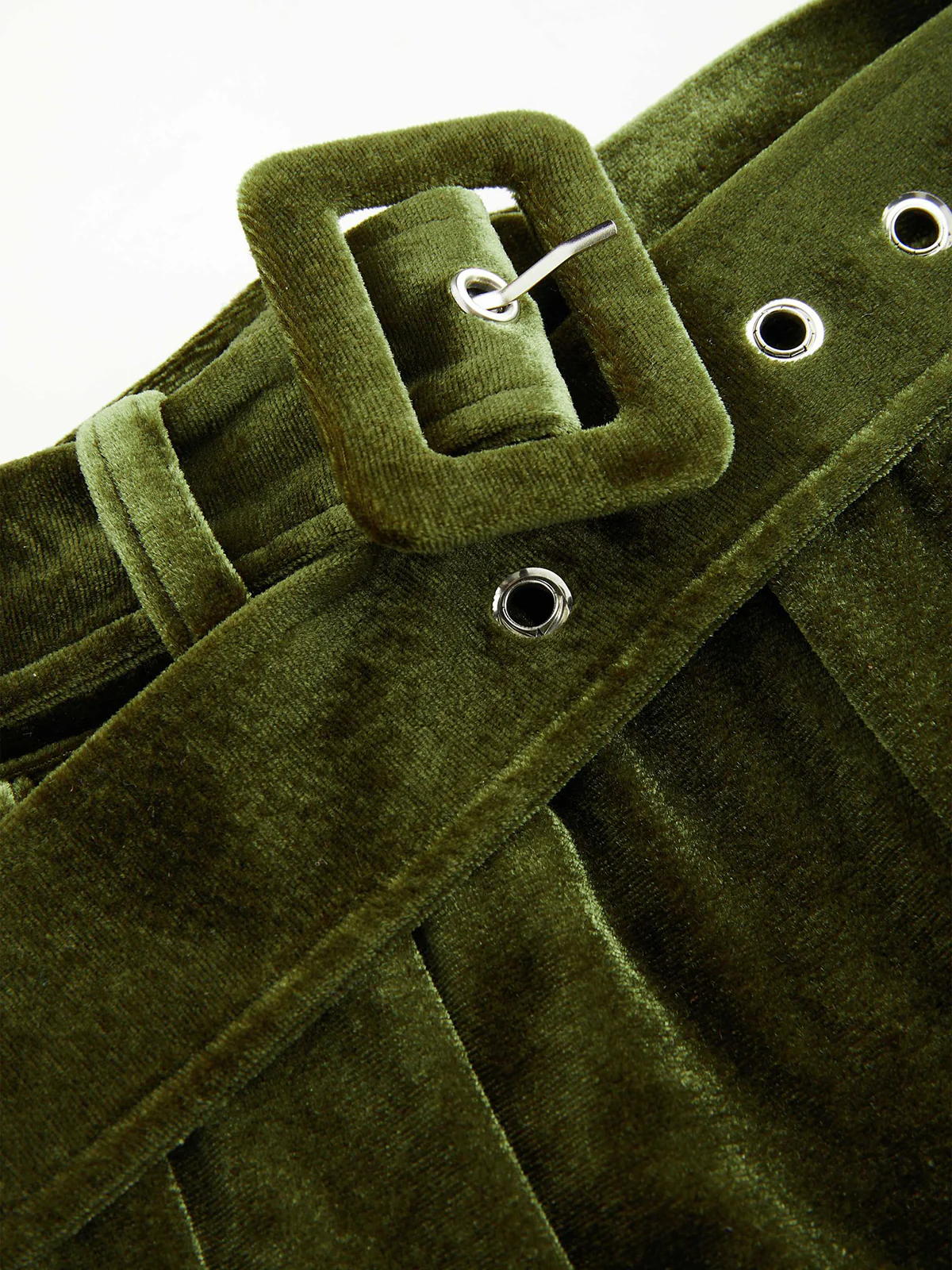 Belted Pleated Velvet Wide-Leg Pants - Wholesalesil