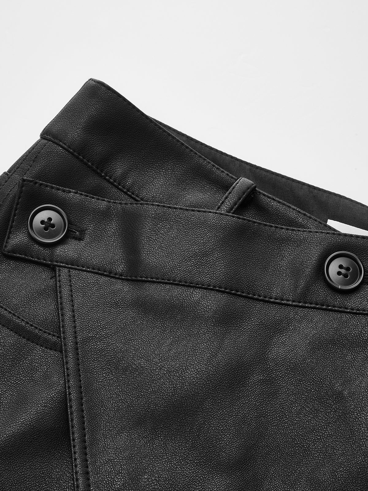 Asymmetric Faux Leather Midi Skirt - Wholesalesil