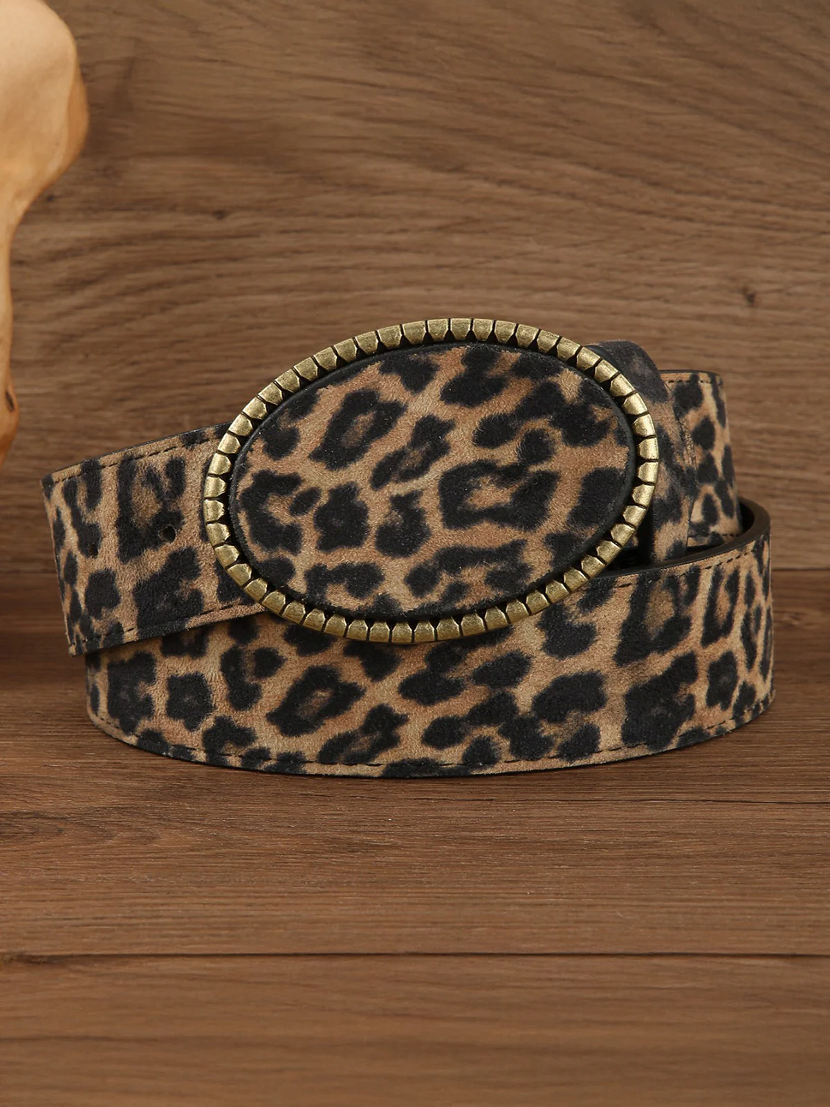 Leopard Print PU Leather Belt - Wholesalesil