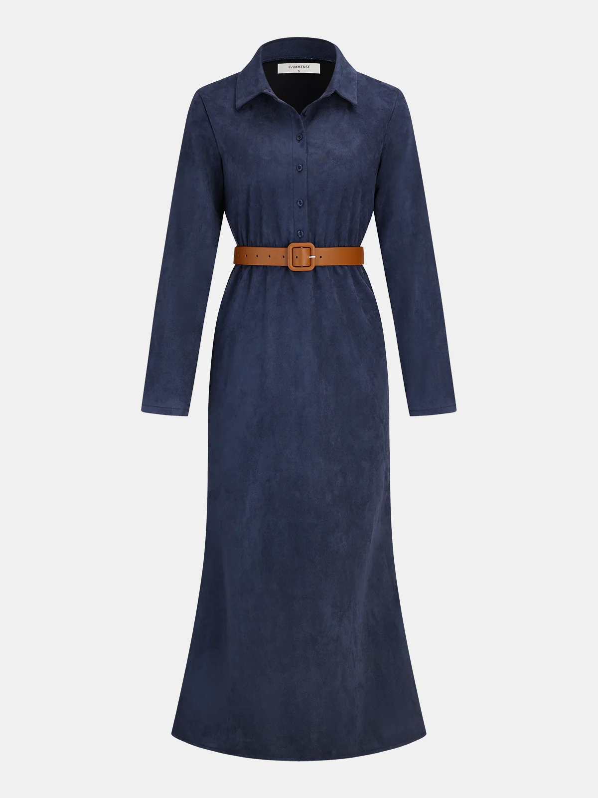 Belted Suede Effect Shirt Dress - Wholesalesil