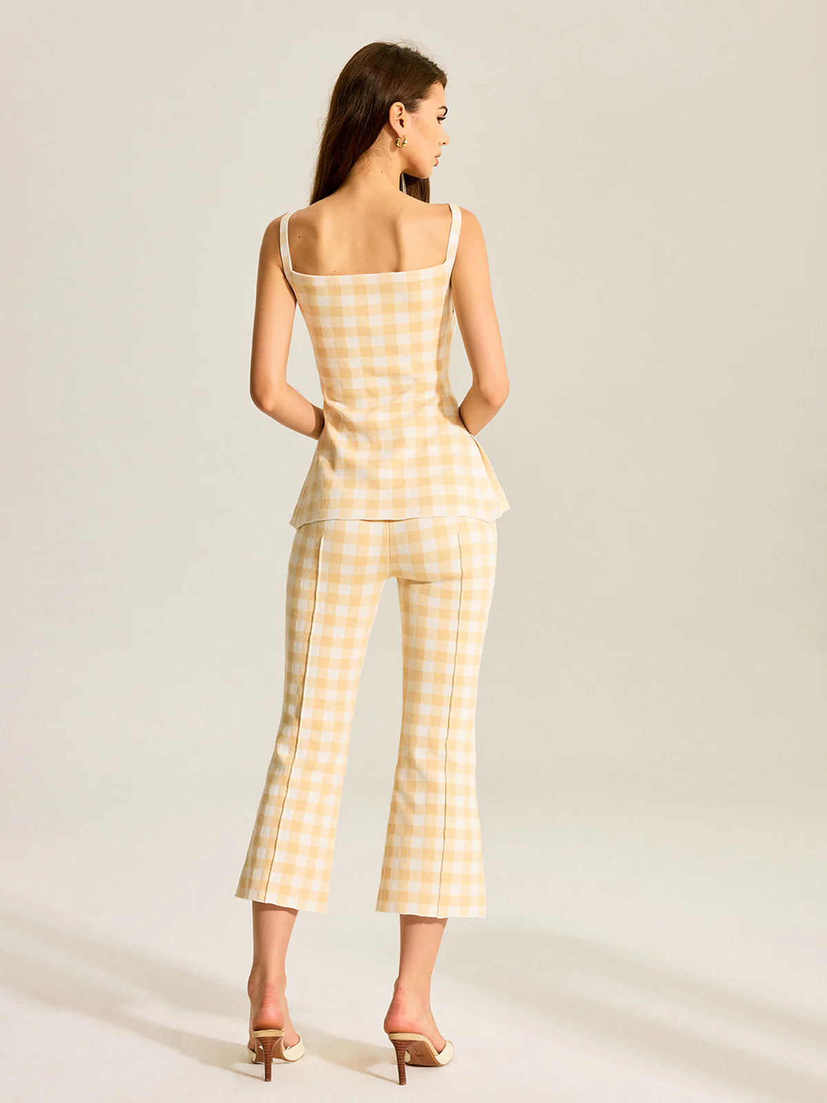Gingham Print Pants Set - Wholesalesil