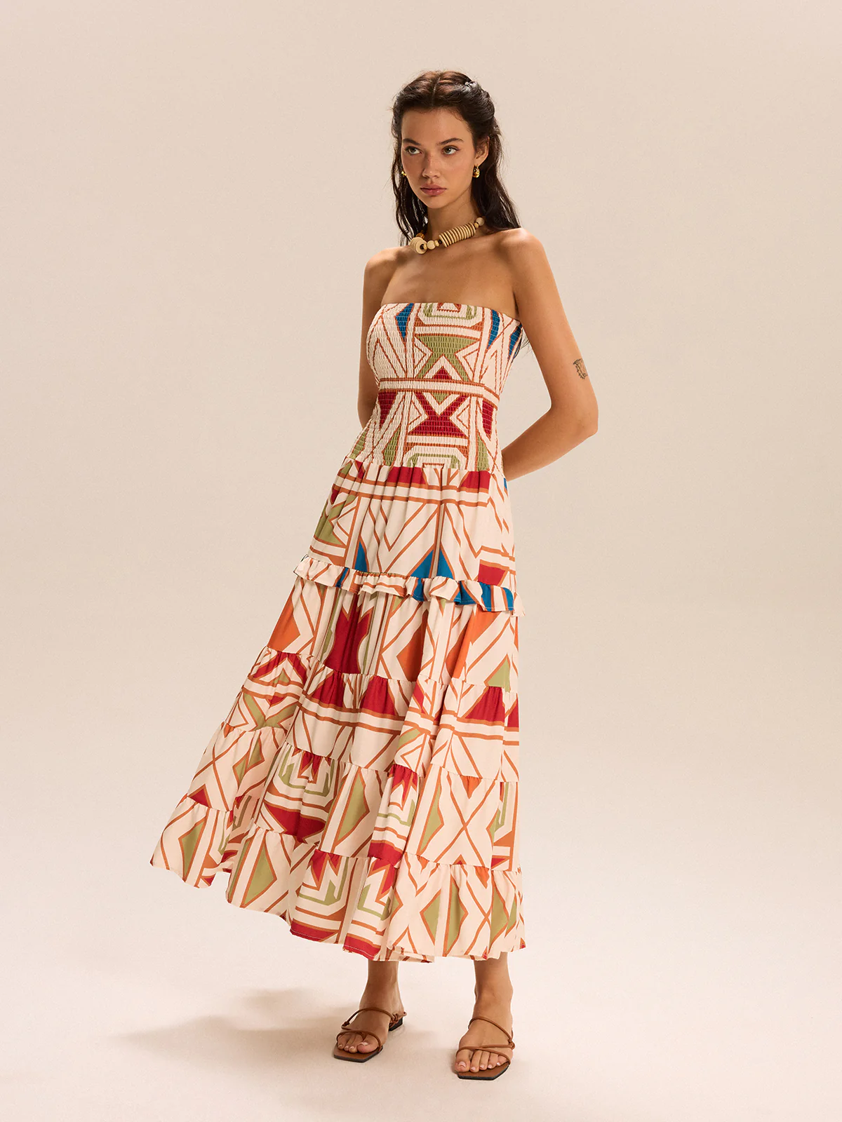 Color-Block Strapless Tiered Maxi Dress - Wholesalesil