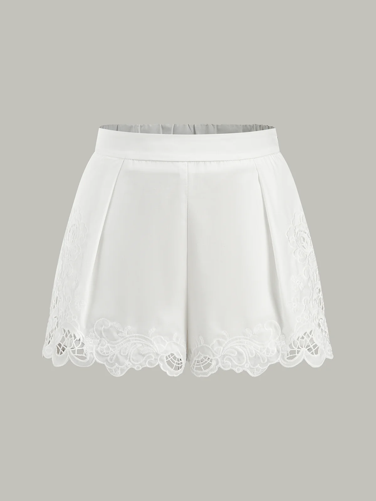 Lace Trim Mid-Waist Shorts - Wholesalesil