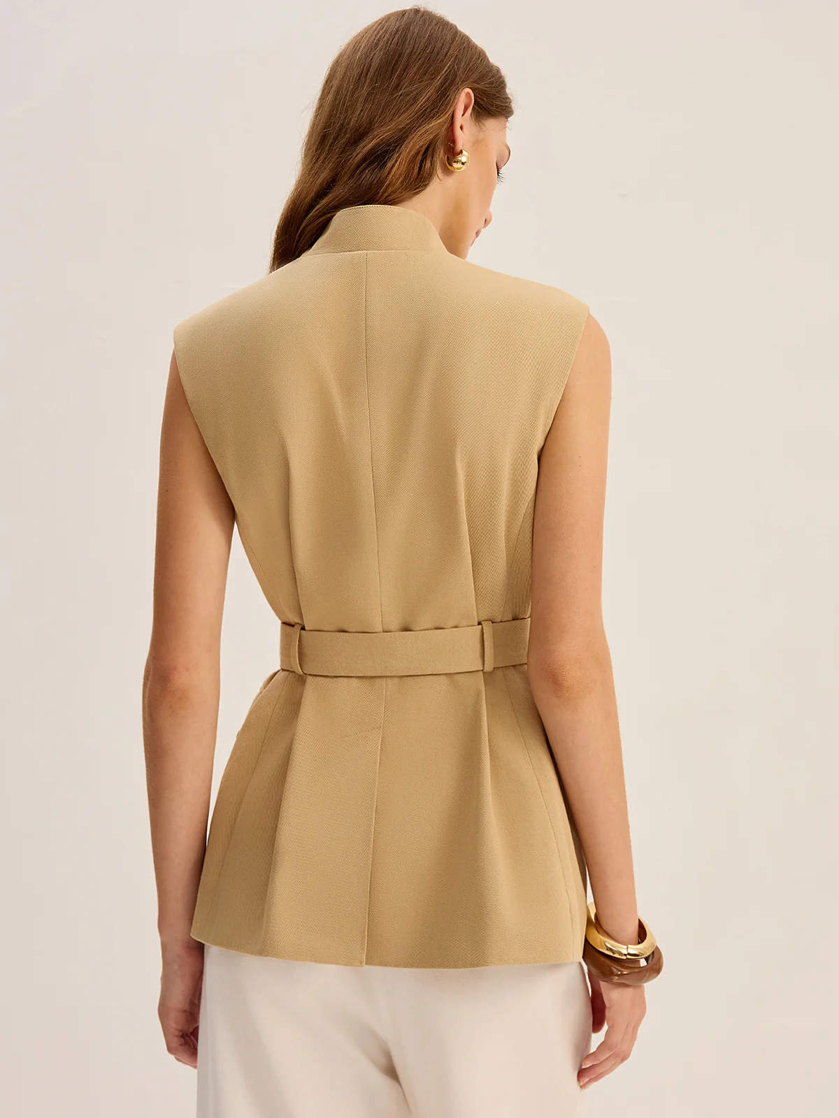 Belted Sleeveless Cargo Vest - Wholesalesil