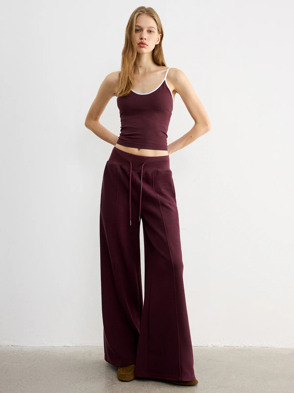 Drawstring Wide-Leg Knit Pants - Wholesalesil