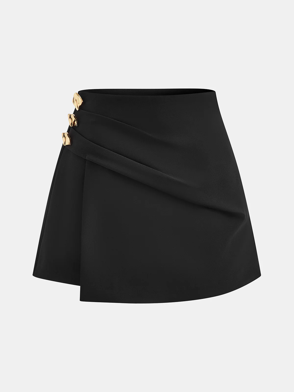 Metal Detail Asymmetric Skort - Wholesalesil
