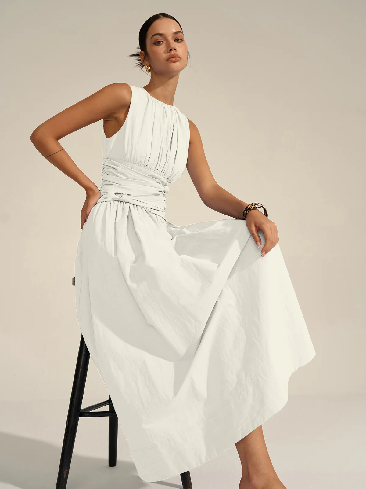 Ruched Waist Maxi Dress - Wholesalesil