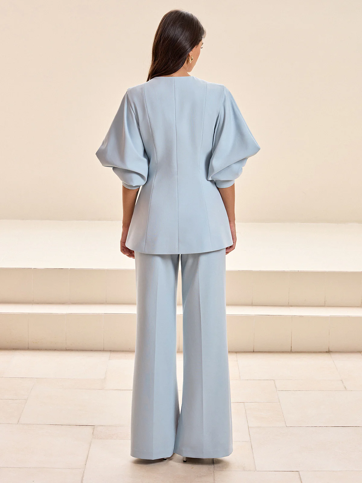 Mid-Waist Wide-Leg Slit Pants - Wholesalesil