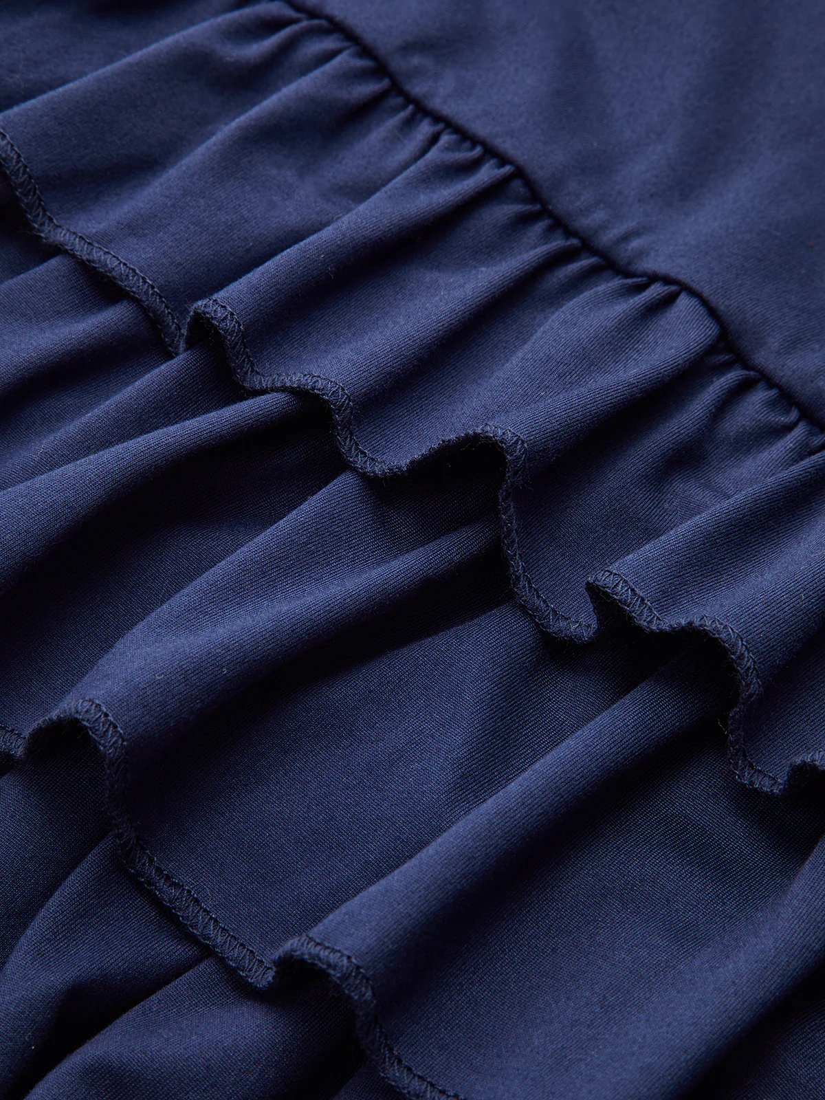 Long Sleeve Ruched Waist Layered Ruffle Dress - Wholesalesil