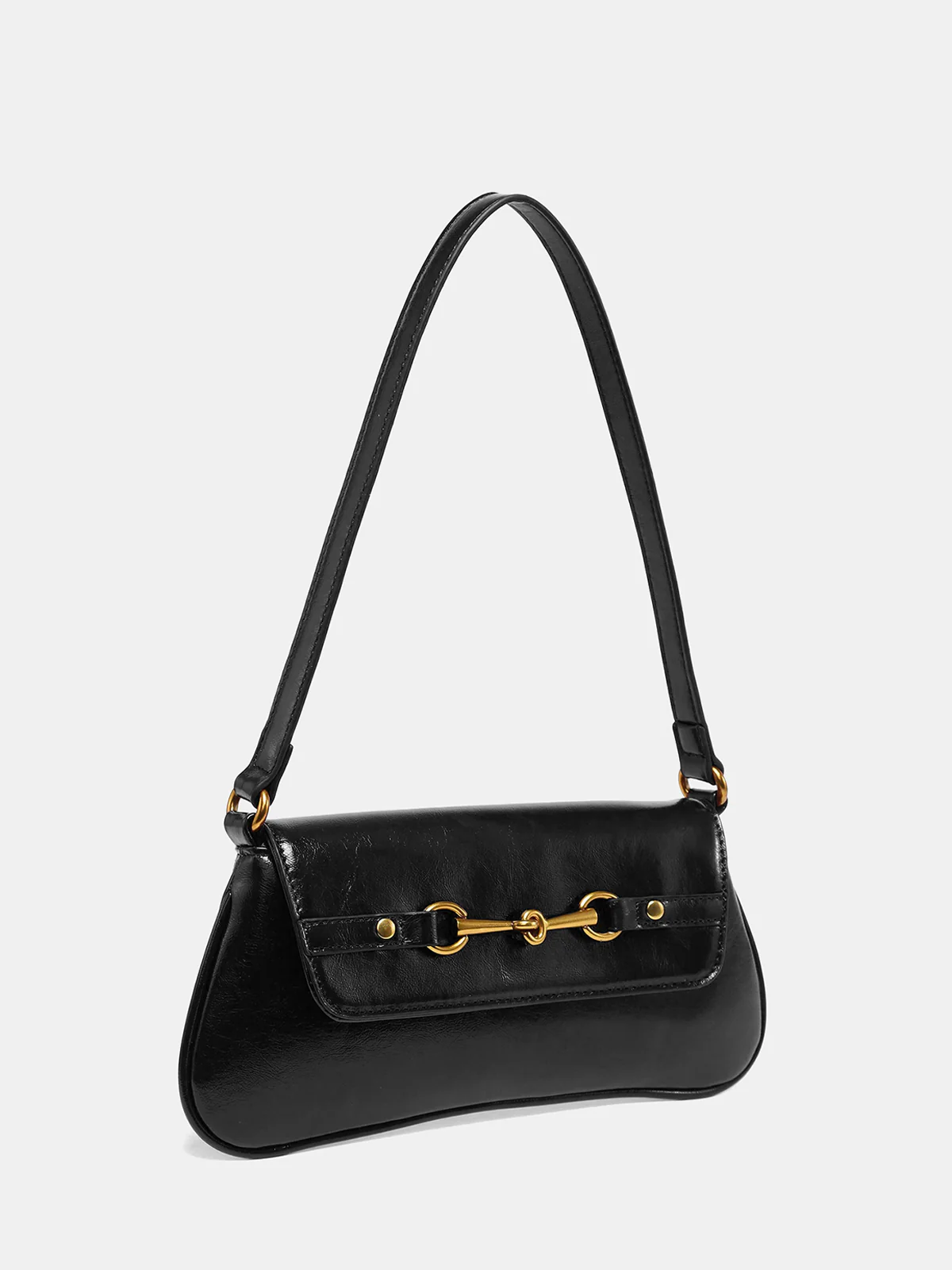 Horsebit PU Leather Shoulder Bag - Wholesalesil