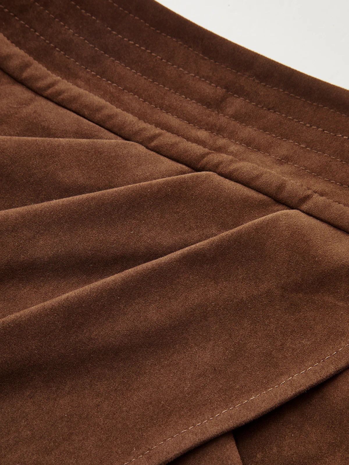 Asymmetric Pleated Suede Effect Mini Skirt - Wholesalesil