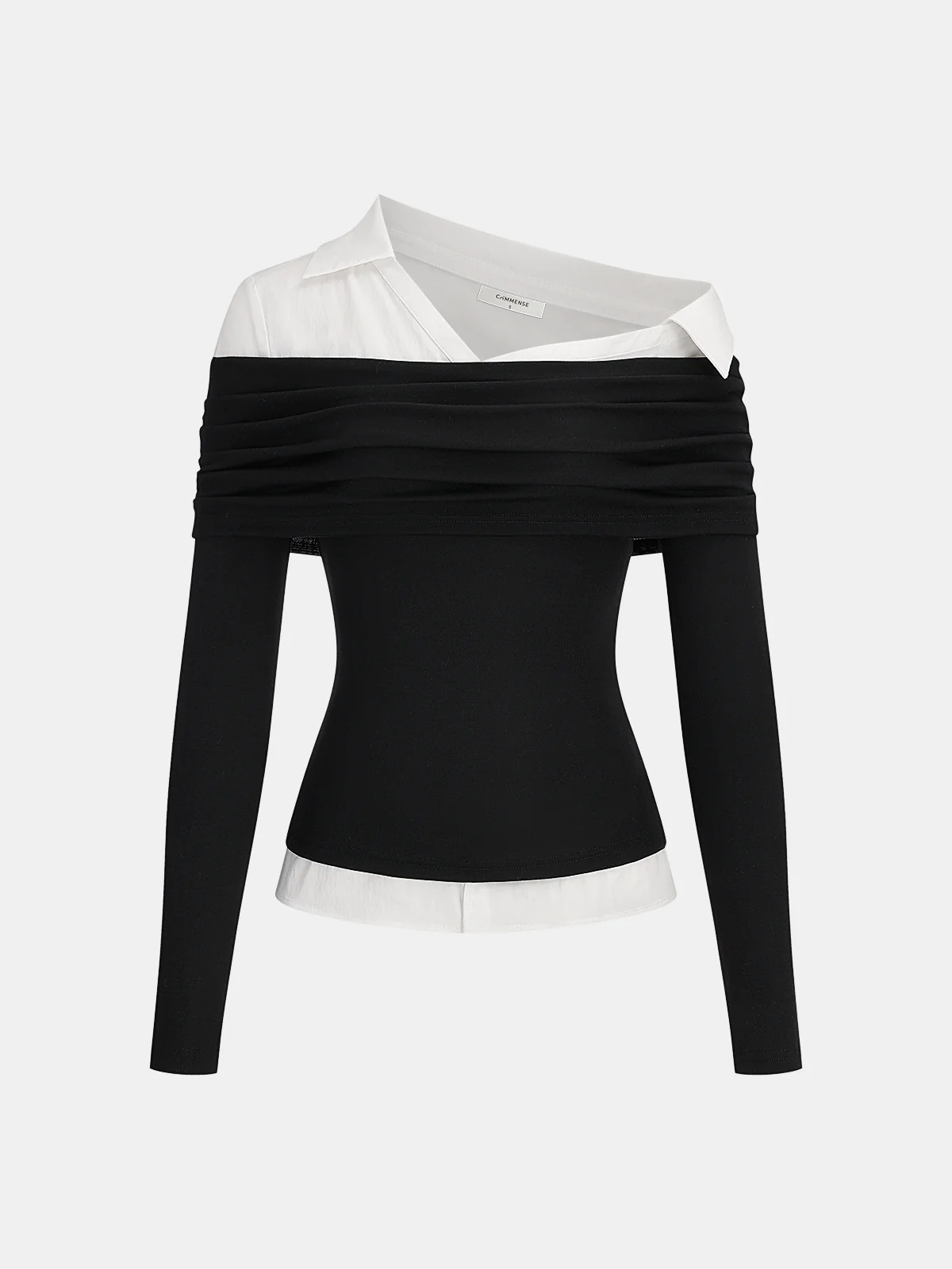 2 in 1 Color-Block Asymmetrical Blouse - Wholesalesil