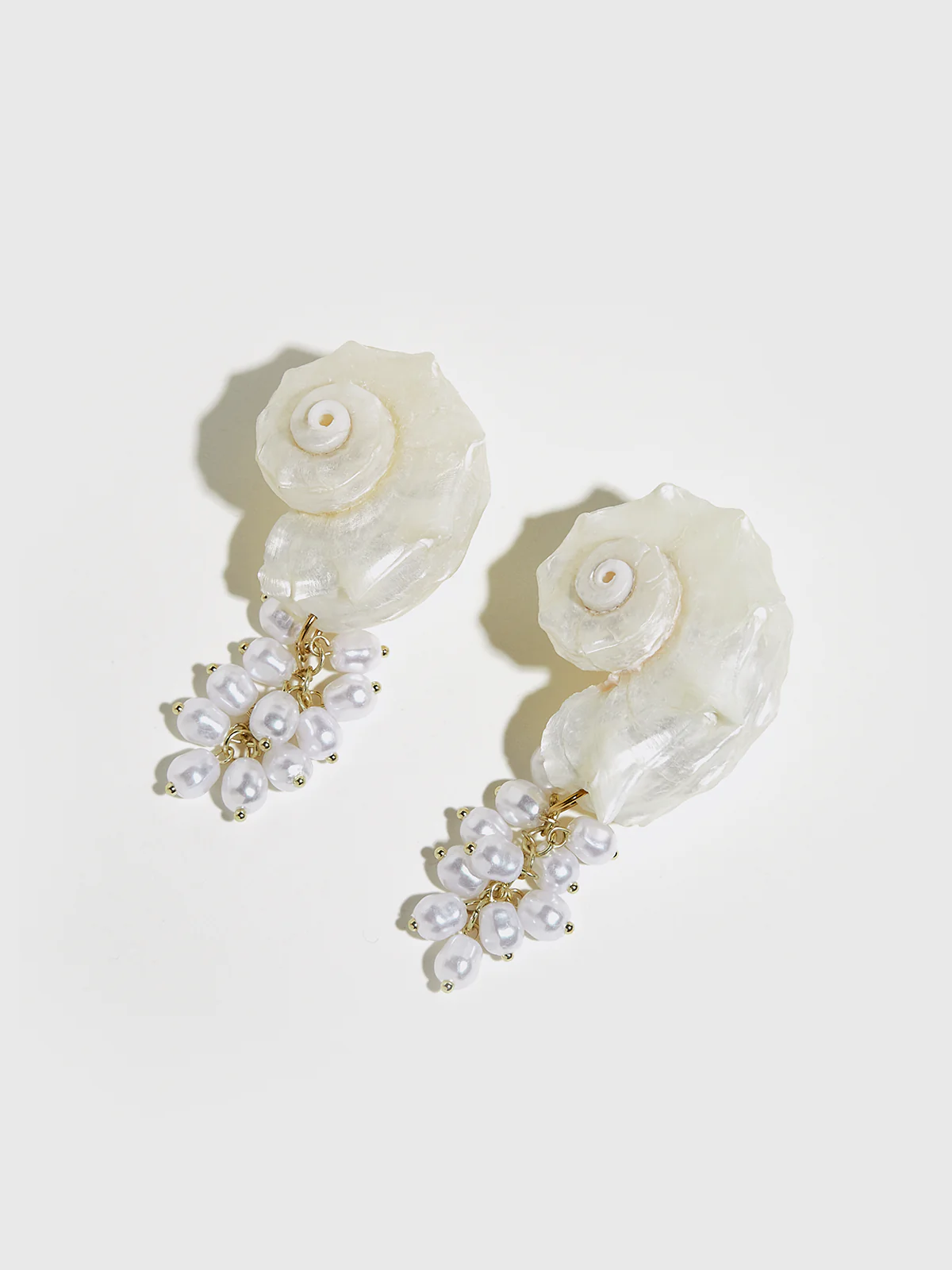 Natural Spiny Shell Earrings with Faux Pearl Pendants - Wholesalesil