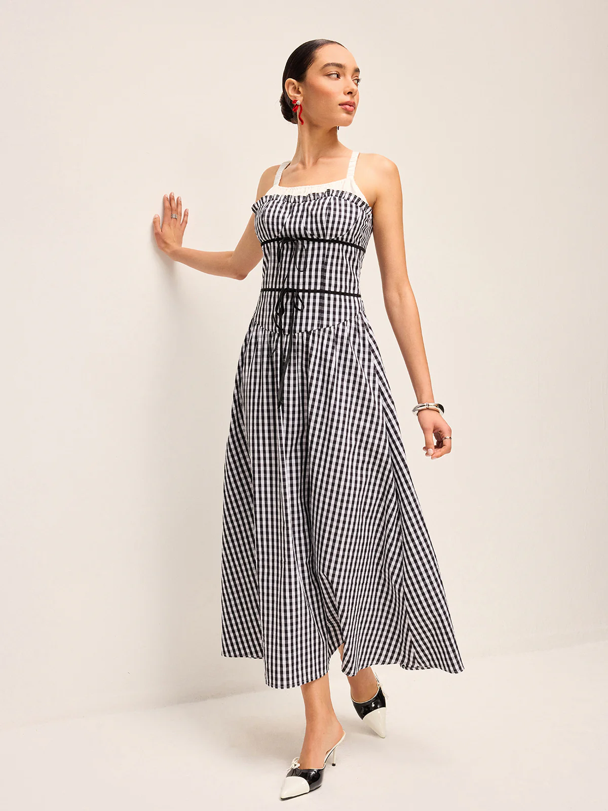 Gingham Corset-Style Midi Dress - Wholesalesil