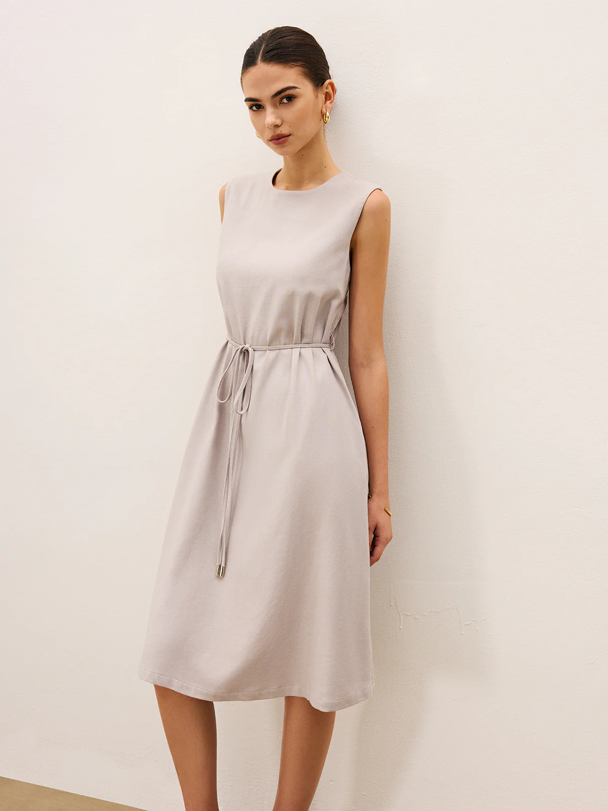 Sleeveless Tie Detail Midi Dress - Wholesalesil