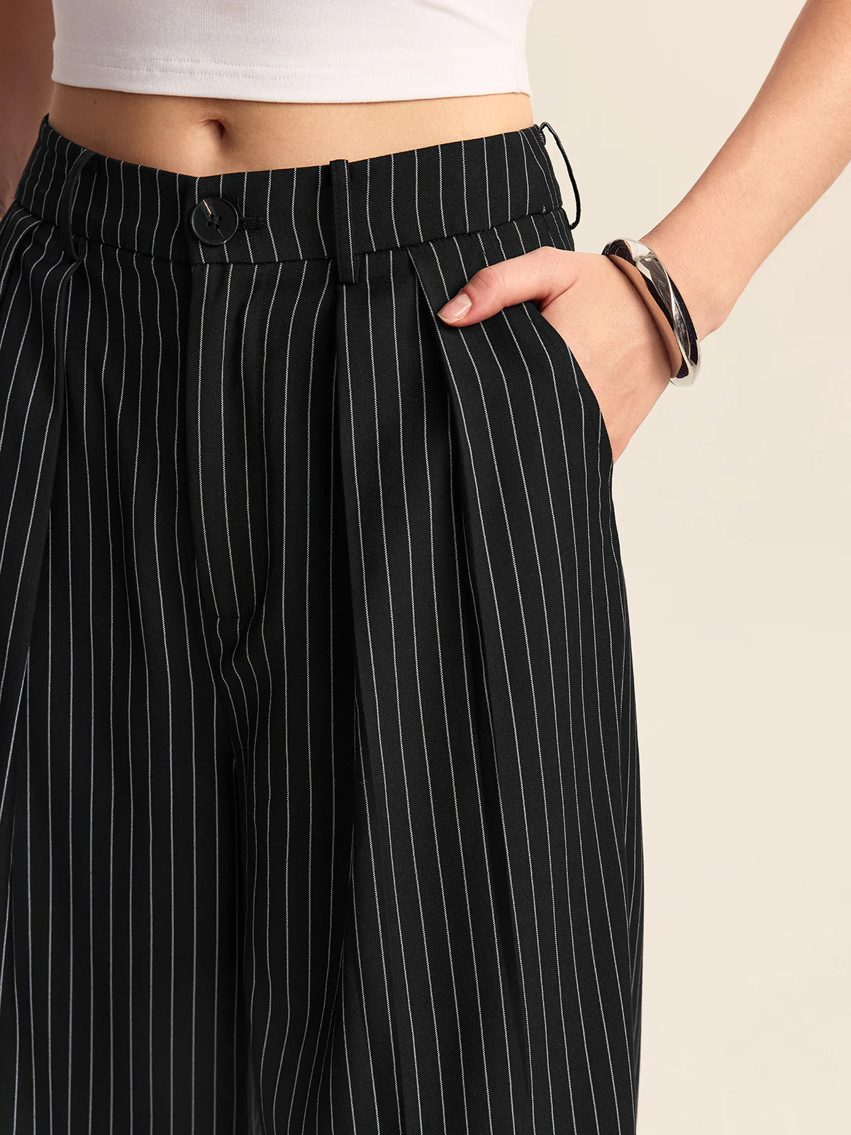 Striped Wide-Leg Pants - Wholesalesil