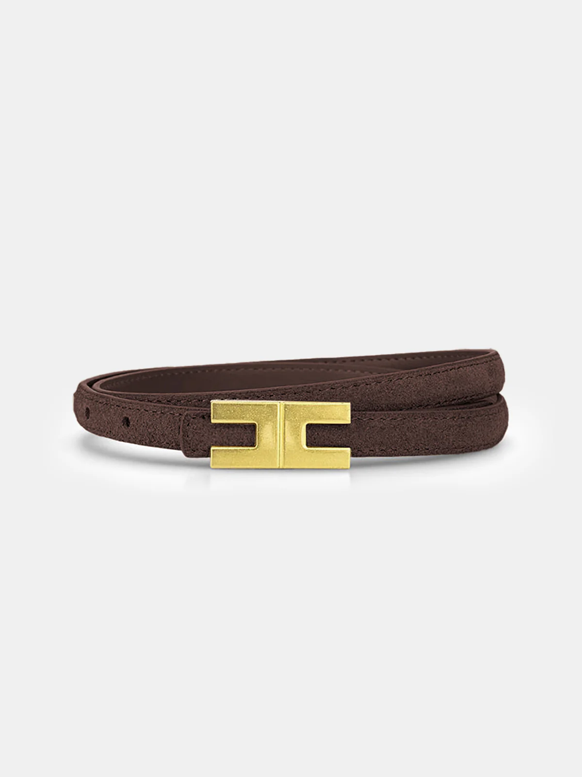 Geometric Buckle Faux Suede Belt - Wholesalesil