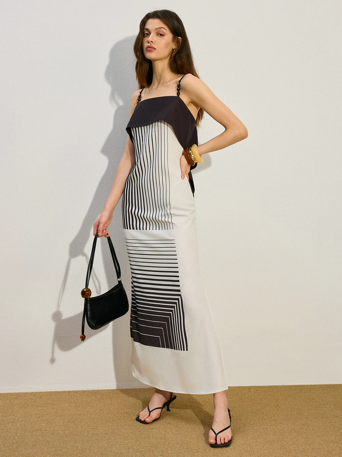 Striped Maxi Dress with Side Slit - Wholesalesil