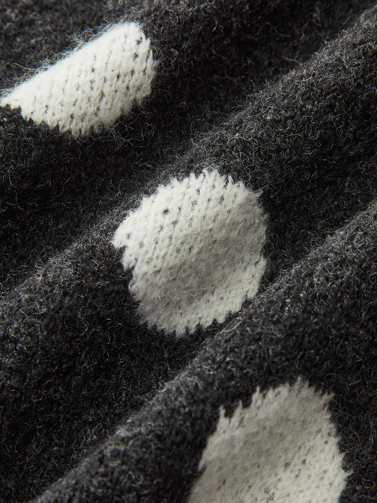 Leg-Of-Mutton Sleeve Polka Dot Wool Blend Sweater - Wholesalesil