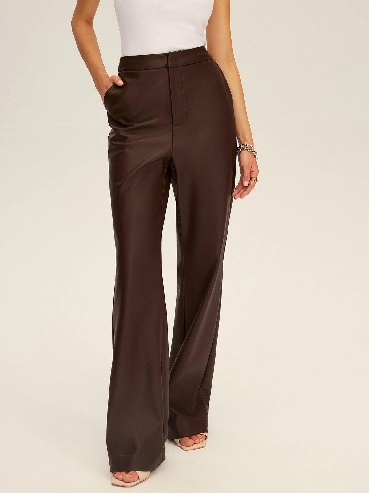 PU Leather Straight Leg Pants - Wholesalesil