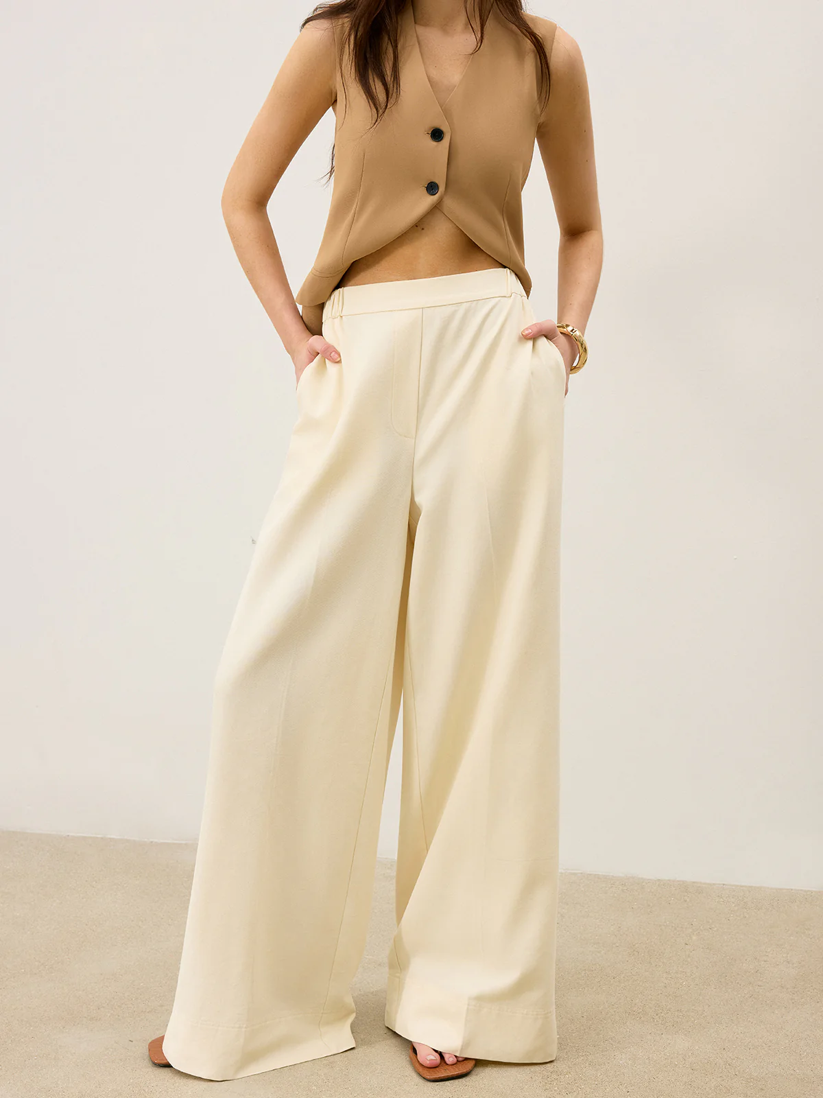Pocketed Wide-Leg Pants - Wholesalesil
