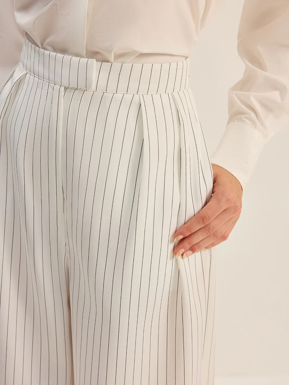 Pinstripe Wide-Leg Pants - Wholesalesil