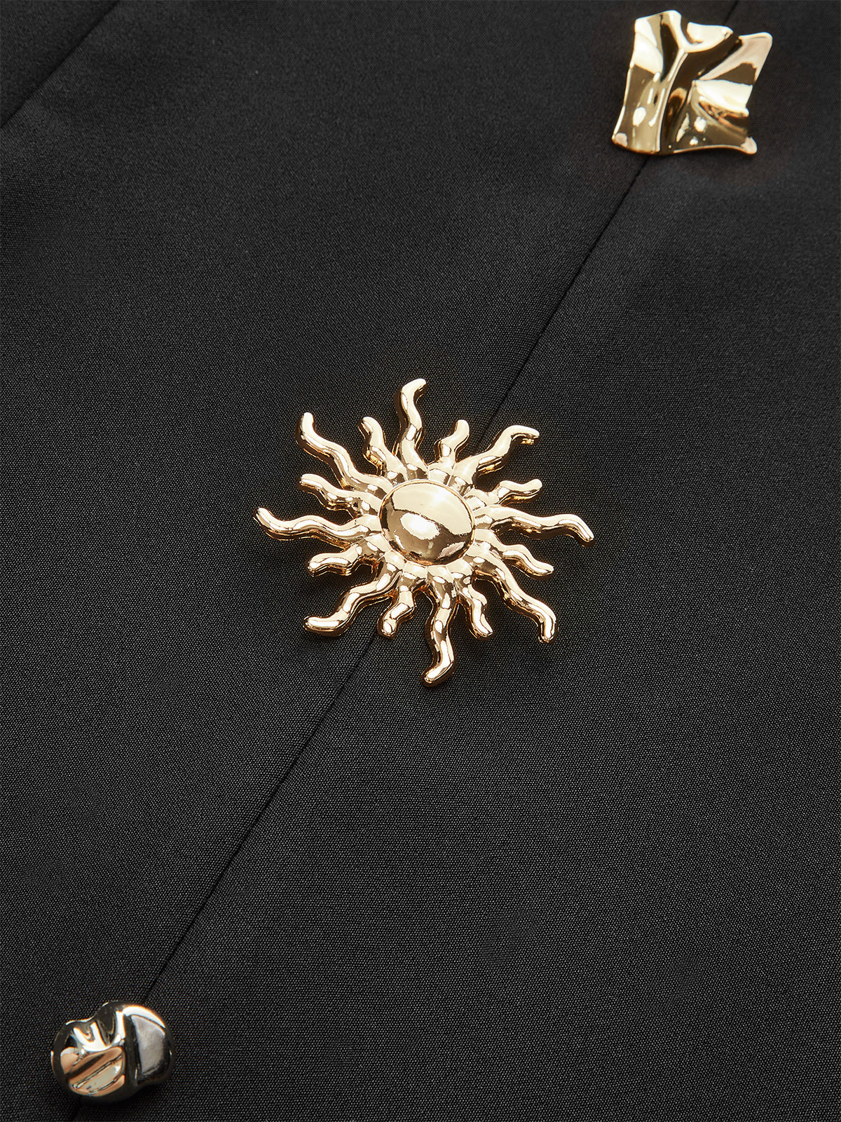 Metal Button Halter Dress - Wholesalesil