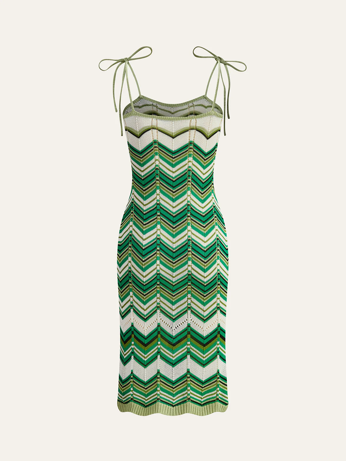 Chevron-Patterned Tie-Strap Knit Midi Dress - Wholesalesil