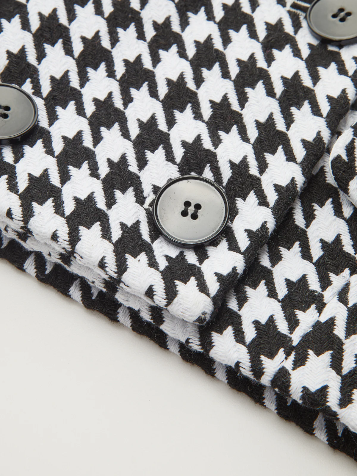 Contrast Collar Houndstooth Tweed Jacket - Wholesalesil