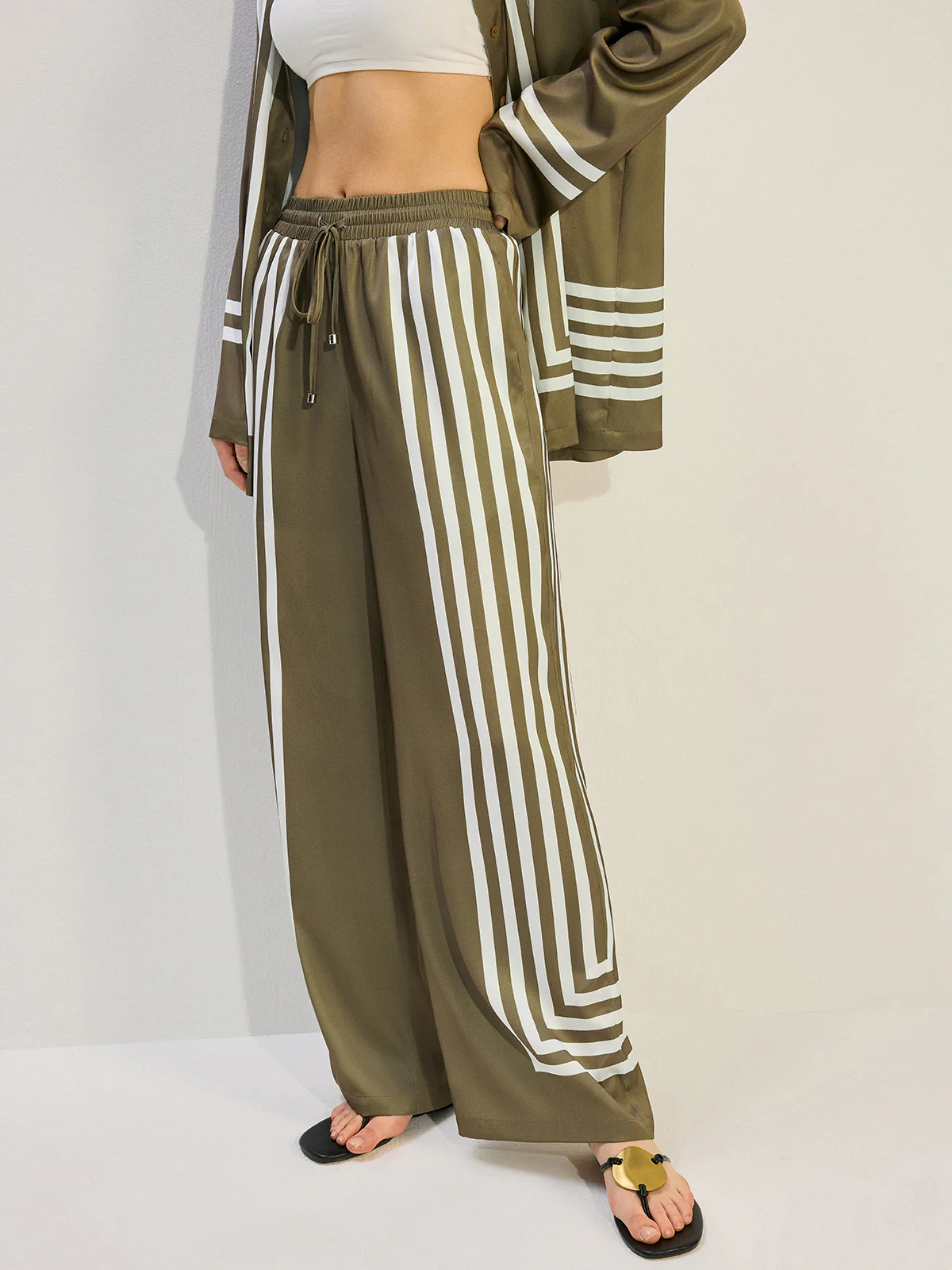 Striped Satin Pants - Wholesalesil