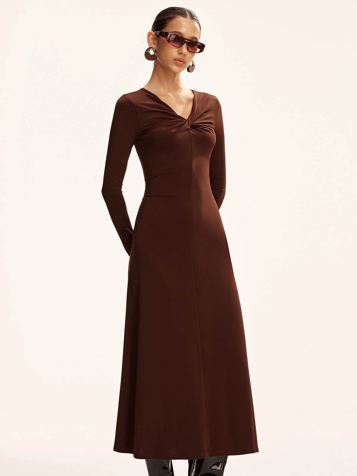 Twist Long Sleeve Maxi Dress - Wholesalesil