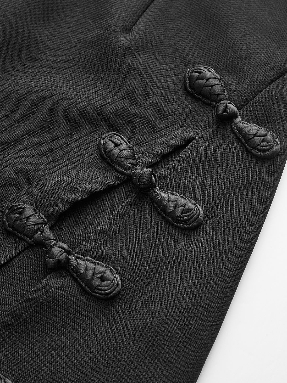 Stand Collar Long Sleeve Know Button Side Slit Dress - Wholesalesil